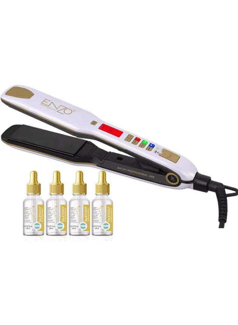 ENZO EN-5111BS professional hair straightener, Ultimate Hair Straightener with Adjustable Temperature & Quick Heat-Up" with free gift 4 x maca Essence
