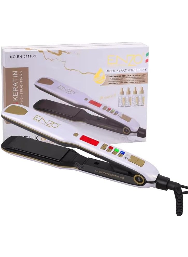ENZO مكواة شعر ENZO EN-5111BS الاحترافية، مكواة شعر نهائية مع درجة حرارة قابلة للتعديل وسخونة سريعة مع هدية مجانية 4 زجاجات من خلاصة الماكا - Image 2