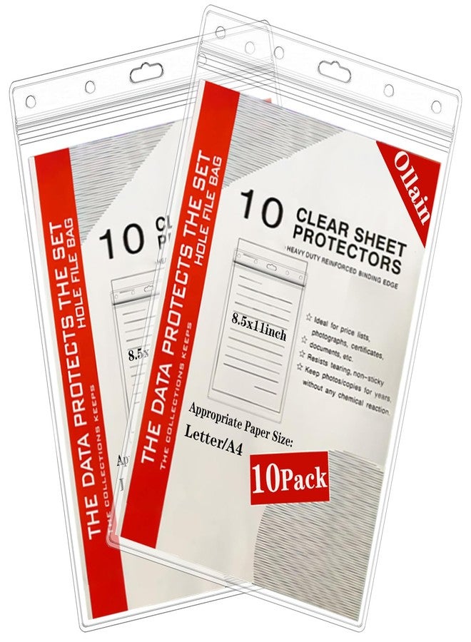 Ollain 10 PCS Job Ticket Holders Waterproof Resealable Zip Dry Erase Document Holder Clear Hard Plastic Sleeves, 8.5" x 11" | Duty Work Pocket Hanging Sheet Protectors - Image 1