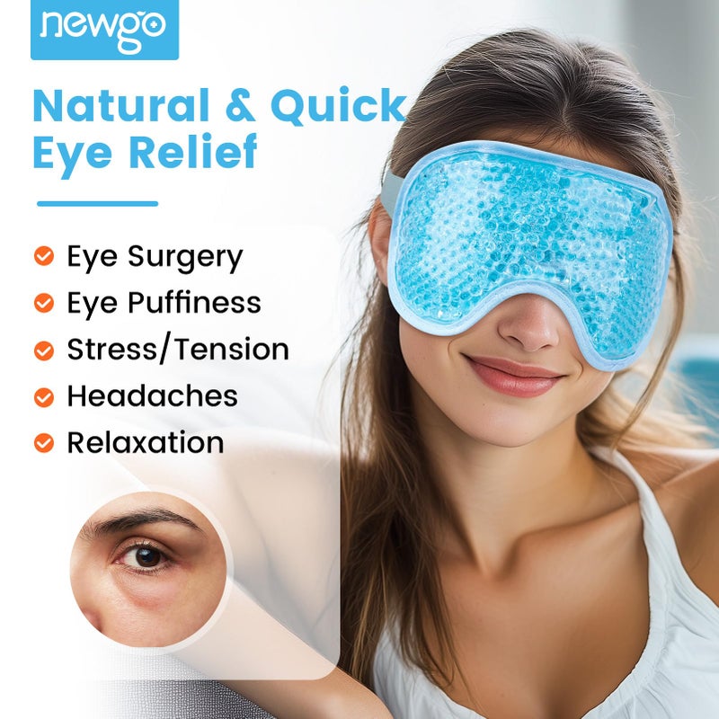 NEWGO Cooling Eye Mask for Puffy Eyes, Cold Eye Mask Eye Ice Pack for After Eyes Surgery, Tension Stress Relief, Itchy Eyes, Headaches, Dark Circles - Blue - Image 2