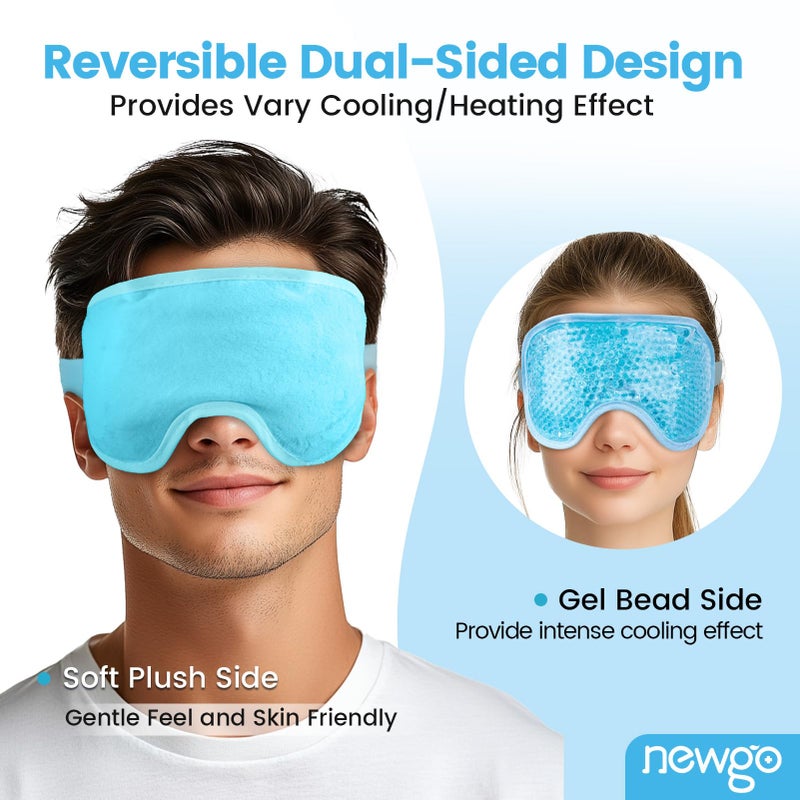 NEWGO Cooling Eye Mask for Puffy Eyes, Cold Eye Mask Eye Ice Pack for After Eyes Surgery, Tension Stress Relief, Itchy Eyes, Headaches, Dark Circles - Blue - Image 3