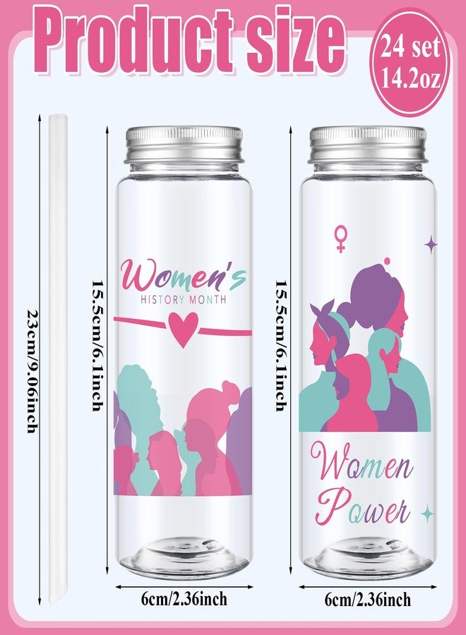 Skylety 24 Pcs Women's History Month Gifts Bulk International Women's Day 14 oz Plastic Cup with Lids and Straws Inspirational Reusable Cups Whm Feminism Woman Power Gift for March Offices Female - Image 2