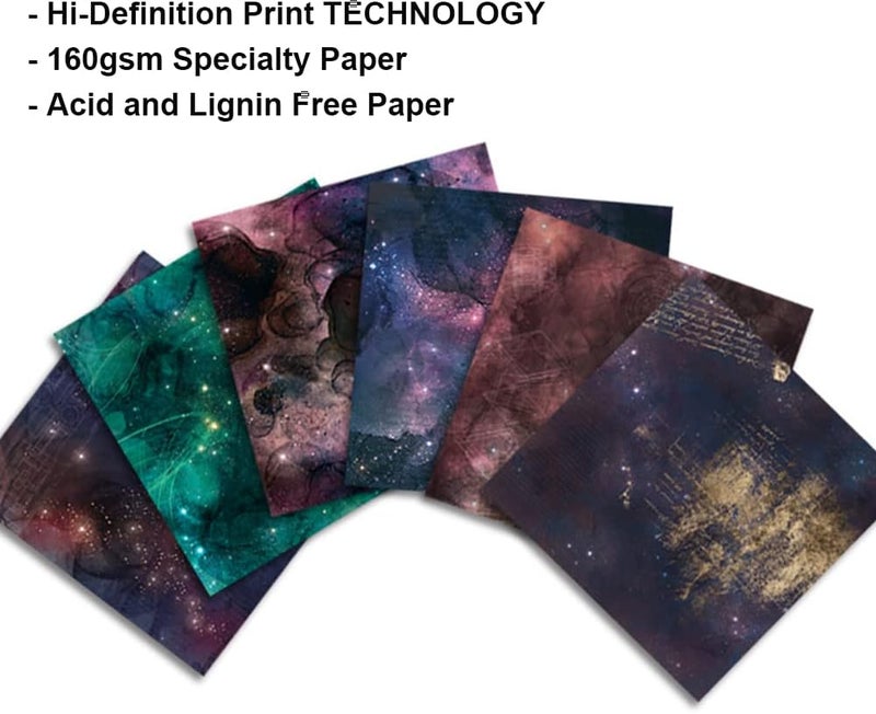 GOMTYEA 12x12 Scrapbook Paper Pad - Classic Star Sky Cardstock Double Sided Printed Background Designer Paper for Journaling Scrapbooking Gift Wrapping Card Photo Album Decorative 12 Designs 24 Sheets - Image 4