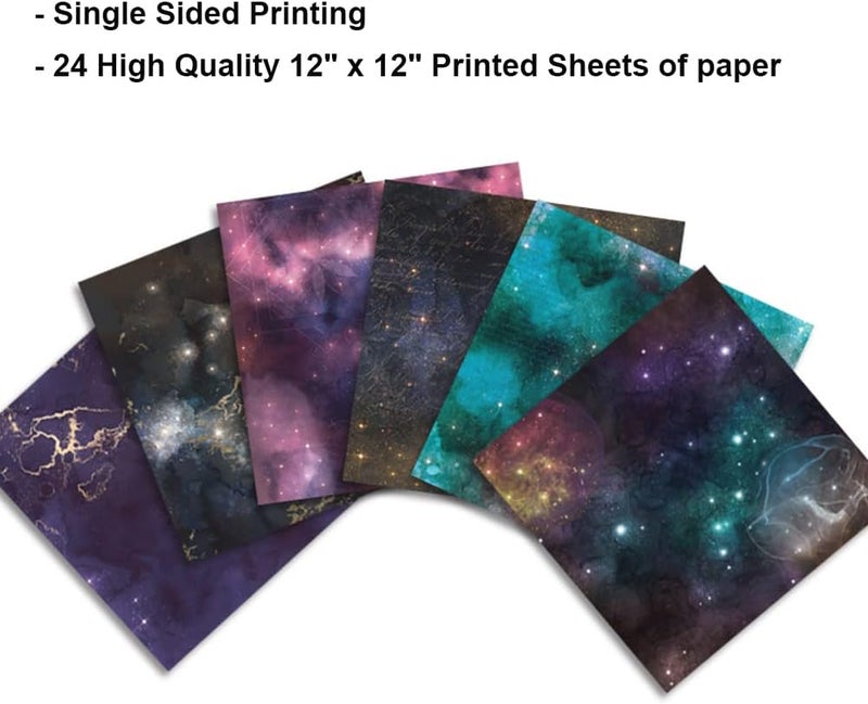 GOMTYEA 12x12 Scrapbook Paper Pad - Classic Star Sky Cardstock Double Sided Printed Background Designer Paper for Journaling Scrapbooking Gift Wrapping Card Photo Album Decorative 12 Designs 24 Sheets - Image 5