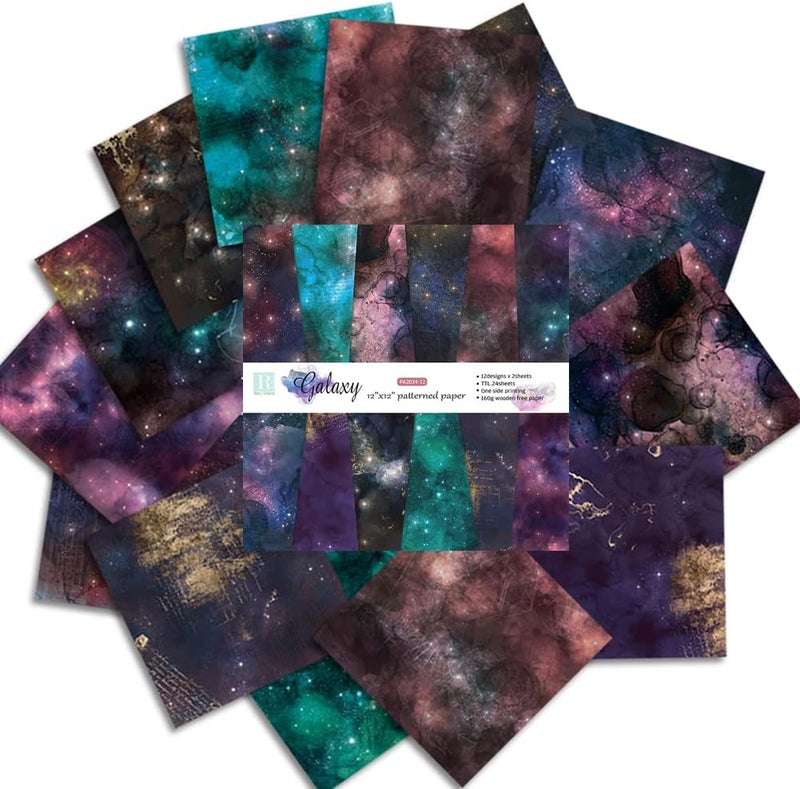 GOMTYEA 12x12 Scrapbook Paper Pad - Classic Star Sky Cardstock Double Sided Printed Background Designer Paper for Journaling Scrapbooking Gift Wrapping Card Photo Album Decorative 12 Designs 24 Sheets - Image 1