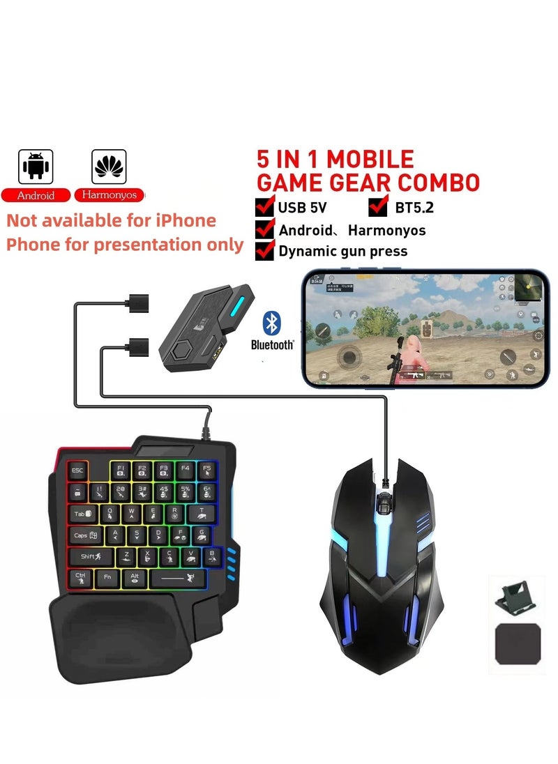 Gaming Mouse 35 Keys Single Hand Gaming Keyboard Converter Set For Android PUBG CODM Genshin Diablo All Games