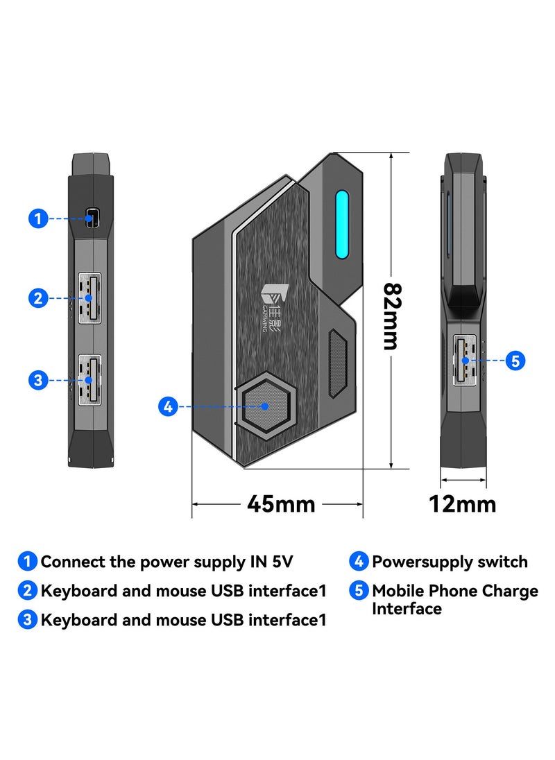 Gaming Mouse 35 Keys Single Hand Gaming Keyboard Converter Set For Android PUBG CODM Genshin Diablo All Games