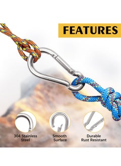 Oasisgalore 4PCS Stainless Steel Carabiners Heavy Duty Carabiner Clips Spring Snaps Hooks for Camping, Fishing, Hiking, Traveling  - Image 3