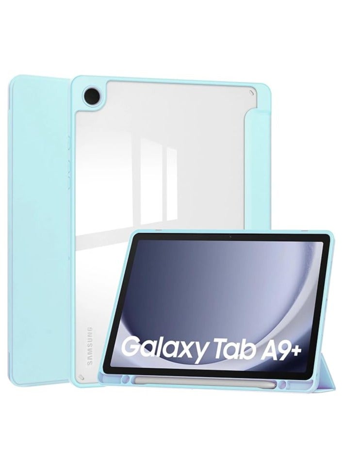 Compatible with Case for Samsung Galaxy Tab A9 Plus Tablet 11 Inch 2023, Ultra Transparent Back Slim Cover with Auto-Wake for Samsung Galaxy Tab A9+ Tablet 2023 (Light Blue)  - Image 1