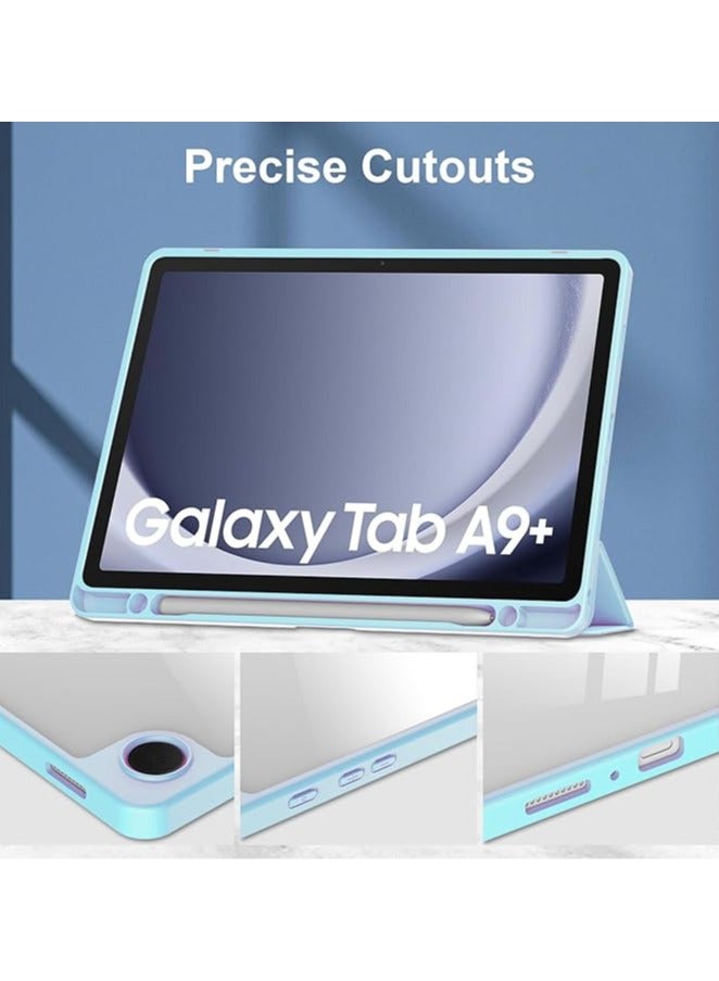 Compatible with Case for Samsung Galaxy Tab A9 Plus Tablet 11 Inch 2023, Ultra Transparent Back Slim Cover with Auto-Wake for Samsung Galaxy Tab A9+ Tablet 2023 (Light Blue)  - Image 4