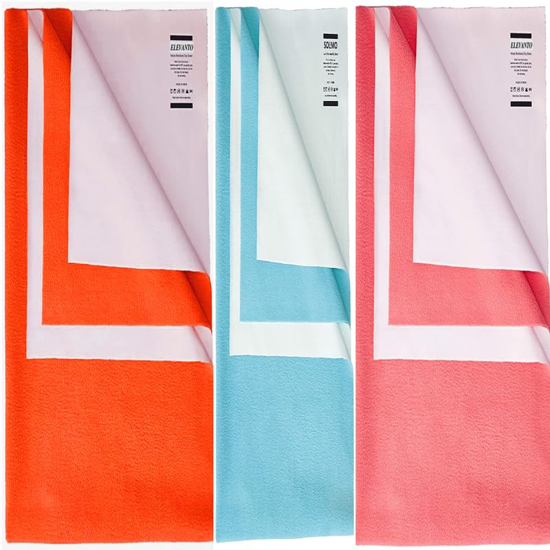 ELEVANTO Baby AntiPiling Fleece Extra Absorbent Instant Dry Sheet for Baby Baby Bed Protector Waterproof Sheet Small Size 50x70cm Pack of 3RustSky SELMON