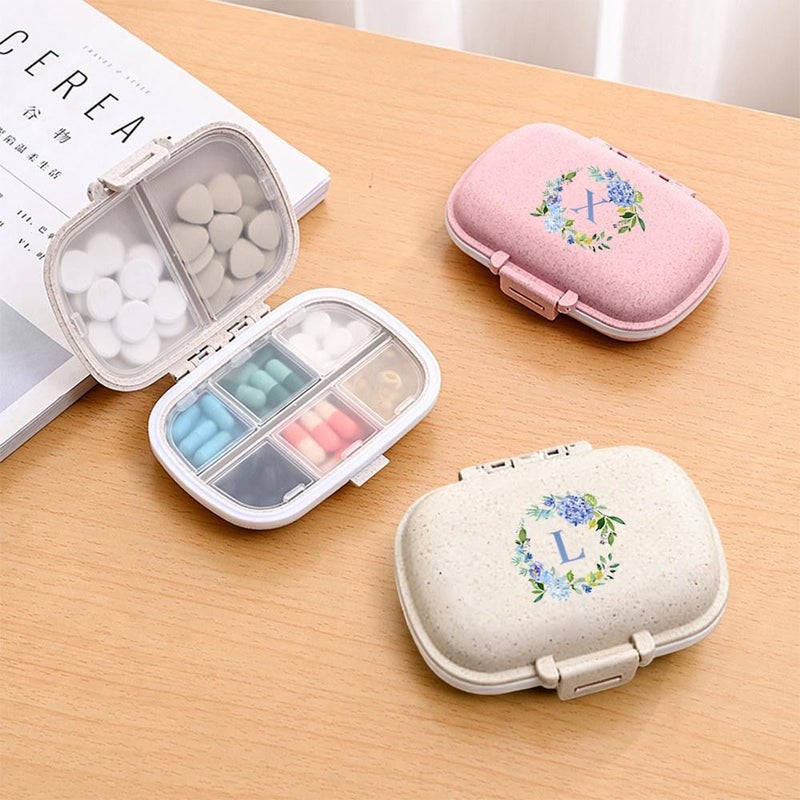 Beige 8 Compartment Detachable Pill Organizer Box Airtight Moisture Proof - Image 1