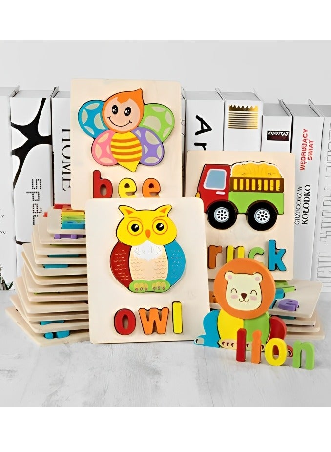 Colorful Wooden 3D Puzzles, Shape Design with Names, Teacher Parents Early Learning Support Tools, Attractive Colors and Patterns, Montessori Motor Skill Develop Toys, Ideal Kids Gift (Train Shape) - Image 4