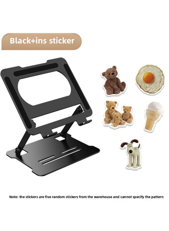 2025 Metal Laptop Bracket Computer Bracket Steel Gold Lifting Rack Base Folding Heat Rack-Color:【shopkeeper Recommendation】 Extreme Night Gray + Sticker + Mobile Phone Holder