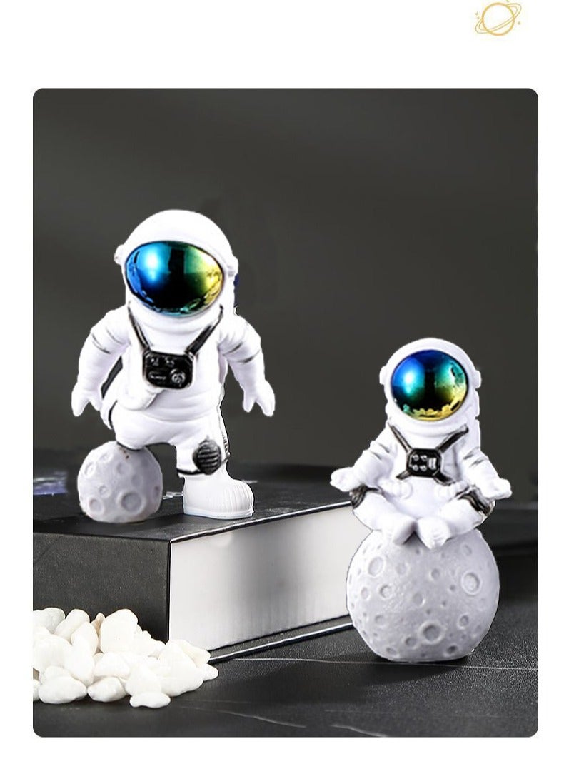 Captaintech Creative Astronaut Decoration 4-Pack Astronaut Statue Astronaut Statue Model For Astronaut Model Living Room TV Cabinet Hanging Decoration Children's Room Decoration Space Theme Birthday Gift - White - Image 4