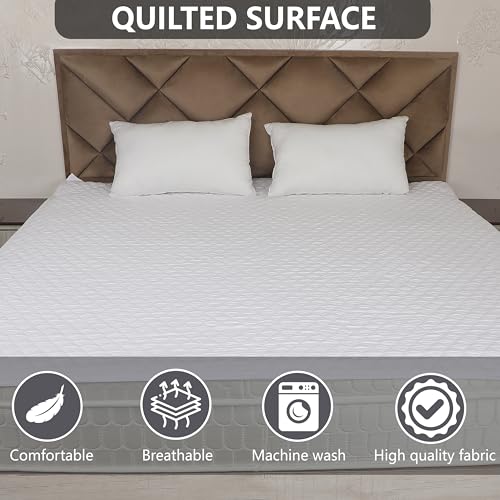 DAKSH Polycotton 100% Waterproof Quilted Mattress Protector, Ultra Soft & Breathable - Corner Elastic Bands Noiseless Bed Cover Queen Size Bed, Machine Washable - 60x78 Inch | 5x6.5 Feet, White - Image 3