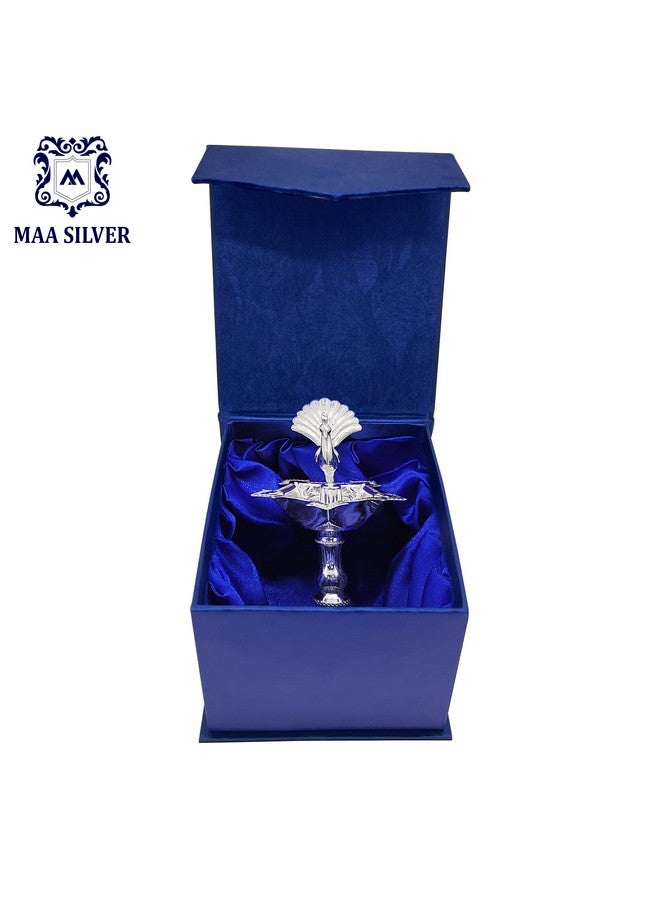 MAA SILVER Pure Silver Diya Samai with Peacock at Centre & Unique Design BIS Hallmarked Perfect for Gifting and Pooja Use (92.5 Purity)(30 Grams Silver) - Image 5