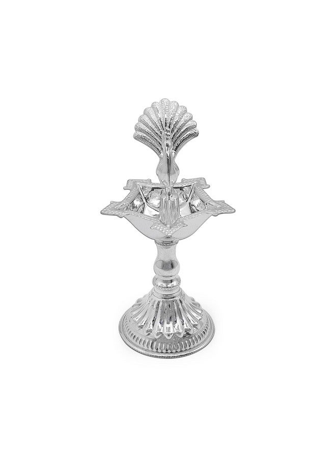 MAA SILVER Pure Silver Diya Samai with Peacock at Centre & Unique Design BIS Hallmarked Perfect for Gifting and Pooja Use (92.5 Purity)(30 Grams Silver) - Image 2