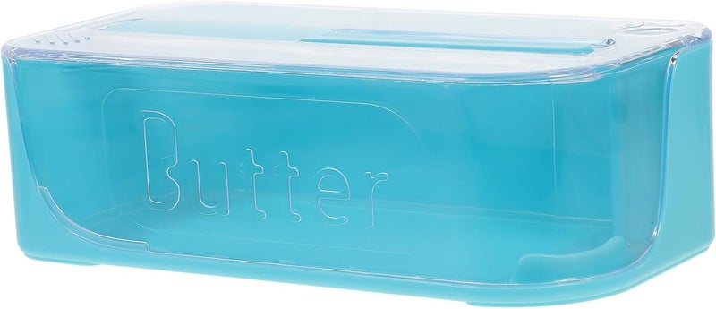Butter Dish with Lid and Slicer Box Blue Plastic Butter Storage Container 1pcs for Refrigerator Use in Home Kitchen - Image 1