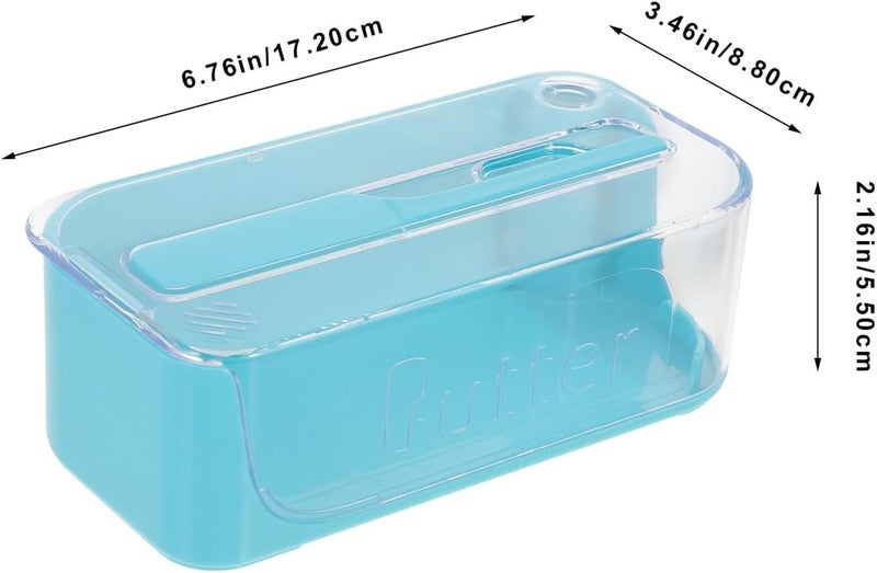 Butter Dish with Lid and Slicer Box Blue Plastic Butter Storage Container 1pcs for Refrigerator Use in Home Kitchen - Image 2