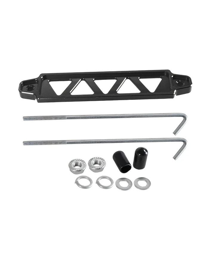 Black Heavy Duty Aluminum Alloy Battery Bracket With 2 J Bolts Adjustable Clamp - Image 1