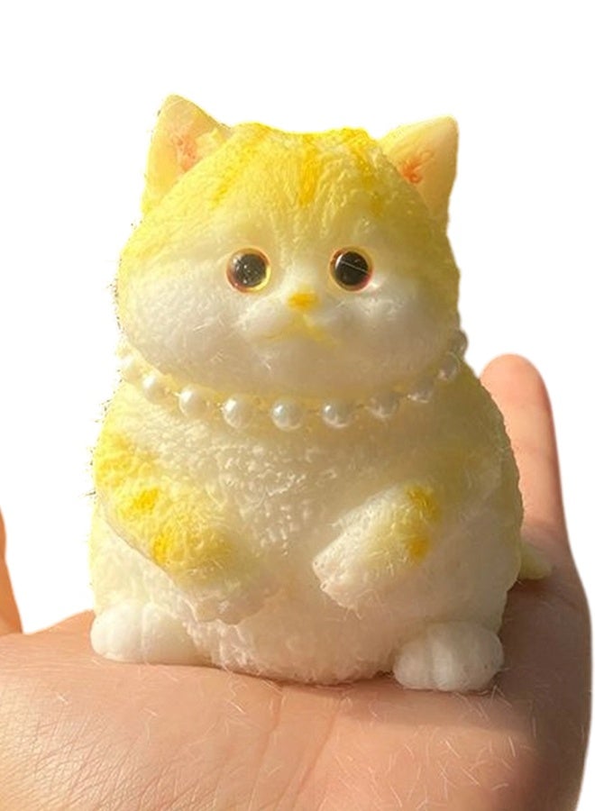 1pc Yellow Squishy Cat Toy, Cute Soft Stress Relief Squeeze Pinch Toy - Image 1
