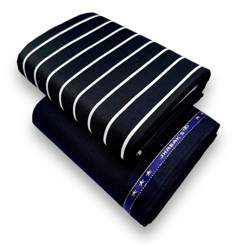 JHABAK'S Unstitched Premium Strip Cotton Blend Shirt & Trouser Fabric - 2.35 m Shirt Cloth - 1.30 m Pant Piece (W5) - Image 1