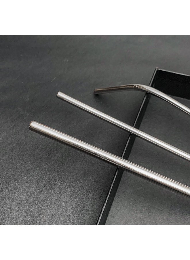 Cross-border 304 Stainless Steel Straw Suit Milk Tea Coffee Beverage Elbow Straight Straw Color Metal Straw-Color:025 6cm Short Straw (curved)  - Image 4