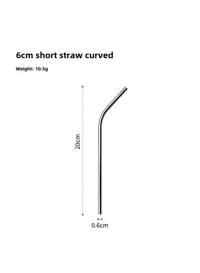 Cross-border 304 Stainless Steel Straw Suit Milk Tea Coffee Beverage Elbow Straight Straw Color Metal Straw-Color:025 6cm Short Straw (curved)  - Image 1