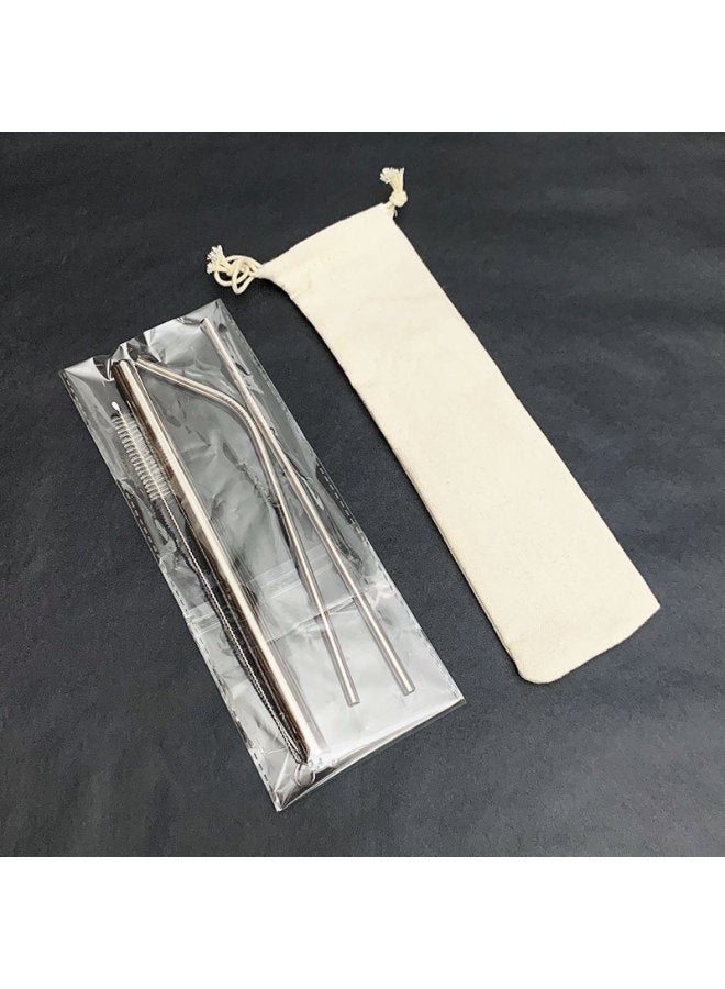 Cross-border 304 Stainless Steel Straw Suit Milk Tea Coffee Beverage Elbow Straight Straw Color Metal Straw-Color:025 6cm Short Straw (curved)  - Image 5
