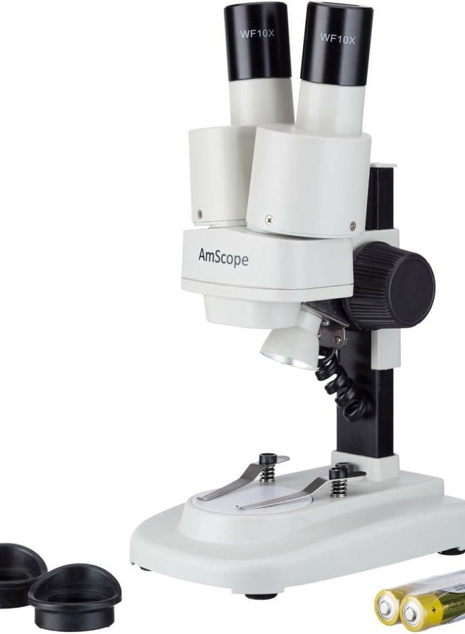 AmScope 10X-20X Kids Battery Powered Binocular Stereo Dissecting Microscope with LED Light - Image 1