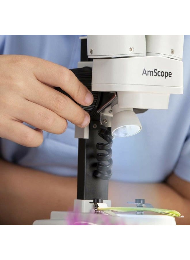 AmScope 10X-20X Kids Battery Powered Binocular Stereo Dissecting Microscope with LED Light - Image 5