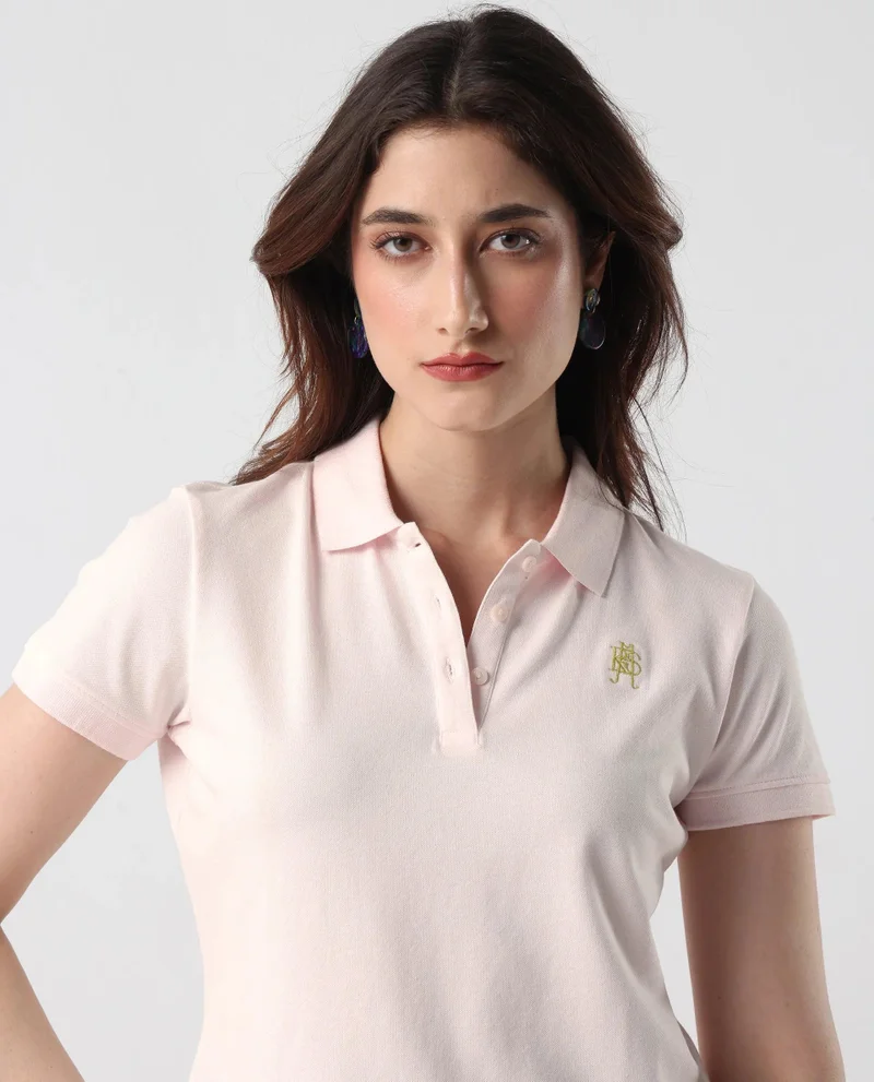 Rareism Women's Collar Button Plain Polo