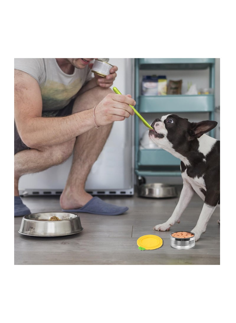 Excefore Dog and Cat Food Can Lids And Spoon, Pet Can Cover and Spoon Set for Pet Food Cans, Food Safe, BPA Free & Dishwasher Safe, Universal Size Can Caps Lids, Pineapple - Image 2