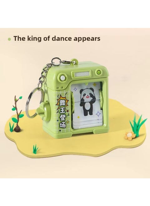 Dancing Swing Page-turning Animation Machine Peripheral Toy Keychain Female Student Schoolbag Pendant Key Chain Stall Wholesale-Color:[the King Of Dance Appears] Green Panda