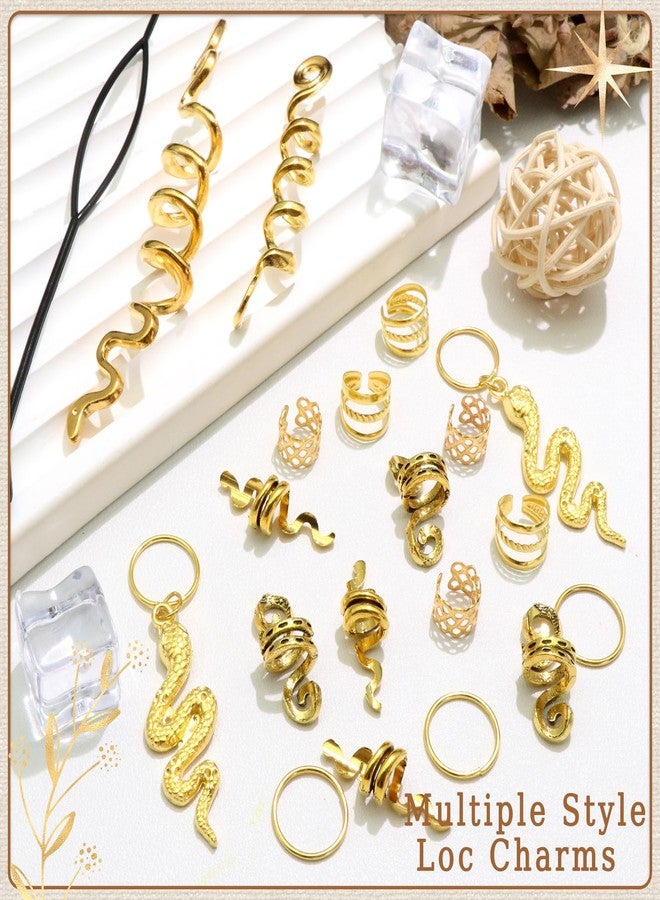 VENOFEN 40PCS Gold Snake Hair Jewelry Hair Cuffs for Braids Loc Dreadlock Beads Viking Hair Accessories Metal Braids Jewelry Hair Decoration for Women and Men - Image 2