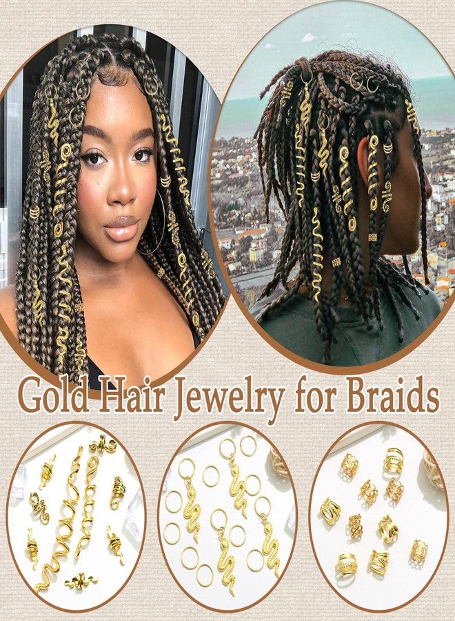 VENOFEN 40PCS Gold Snake Hair Jewelry Hair Cuffs for Braids Loc Dreadlock Beads Viking Hair Accessories Metal Braids Jewelry Hair Decoration for Women and Men - Image 3