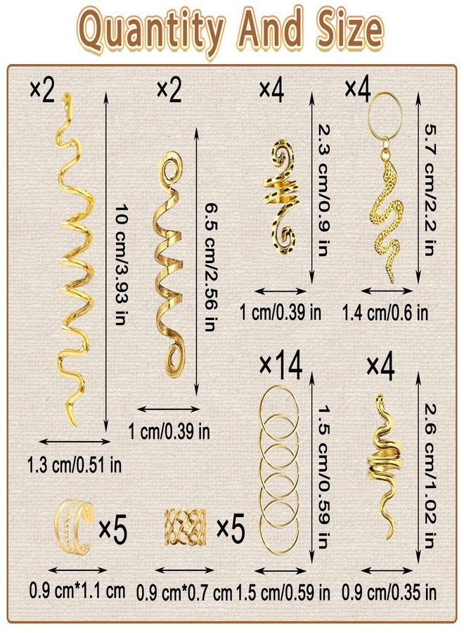 VENOFEN 40PCS Gold Snake Hair Jewelry Hair Cuffs for Braids Loc Dreadlock Beads Viking Hair Accessories Metal Braids Jewelry Hair Decoration for Women and Men - Image 4