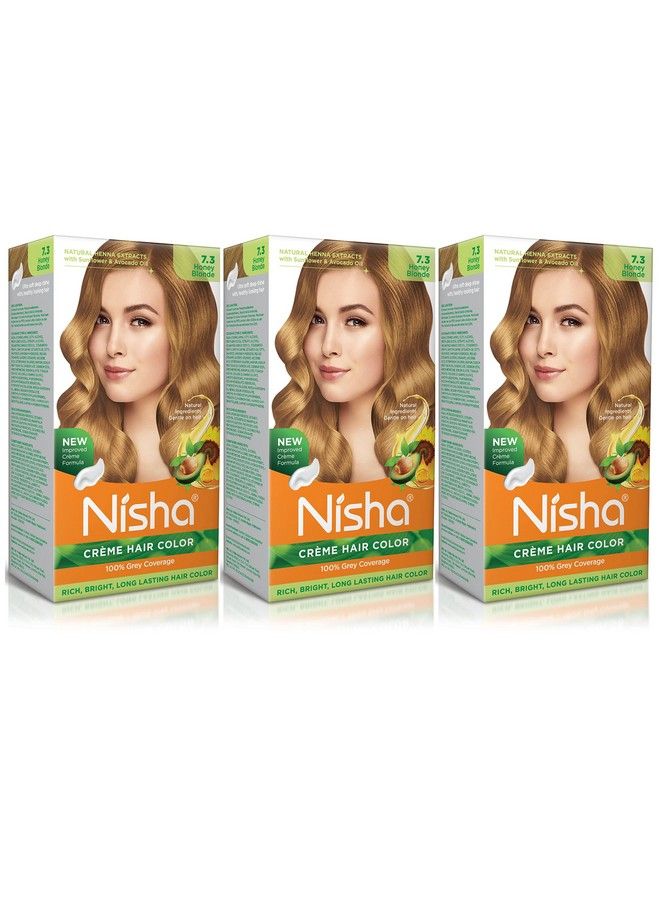 Nisha Crème Hair Colour Honey Blonde Hair Colour For Women And Men 100% Grey Coverage Hair Colour Long Lasting With Henna Extracts For Hair Care Pack Of 3 … - Image 2