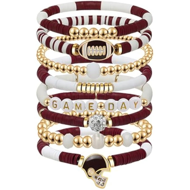 Game Day Football Charm Bracelet: Stackable Sports Jewelry for Moms & Dads - Perfect for Football Fans - Image 1