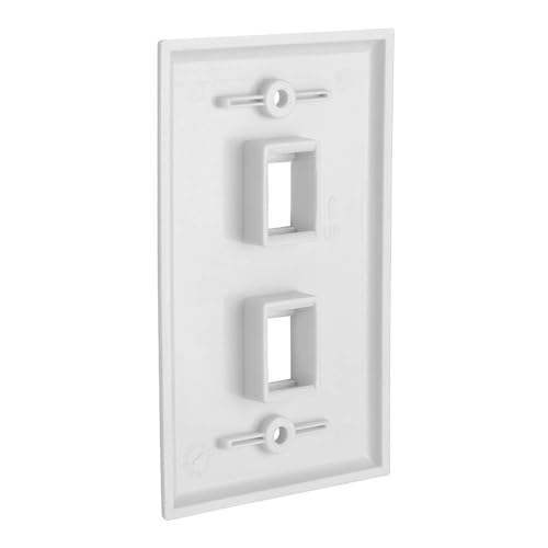 Cmple - 2 Port Keystone Wall Plate 1 Gang Wall Plate with Standard Size Ethernet Wall Plate Keystone Jack Insert Wall Plates - White - Image 2
