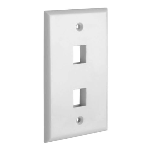 Cmple - 2 Port Keystone Wall Plate 1 Gang Wall Plate with Standard Size Ethernet Wall Plate Keystone Jack Insert Wall Plates - White - Image 5