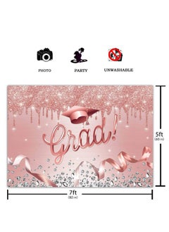 Funnytree 7X5Ft Class Of 2023 Party Backdrop Girls Congrats Grad Rose Golden Glitter Photography Background Women Lady Pink Congratulates Graduates Graduation Prom Decorations Banner Photo Booth  - Image 3