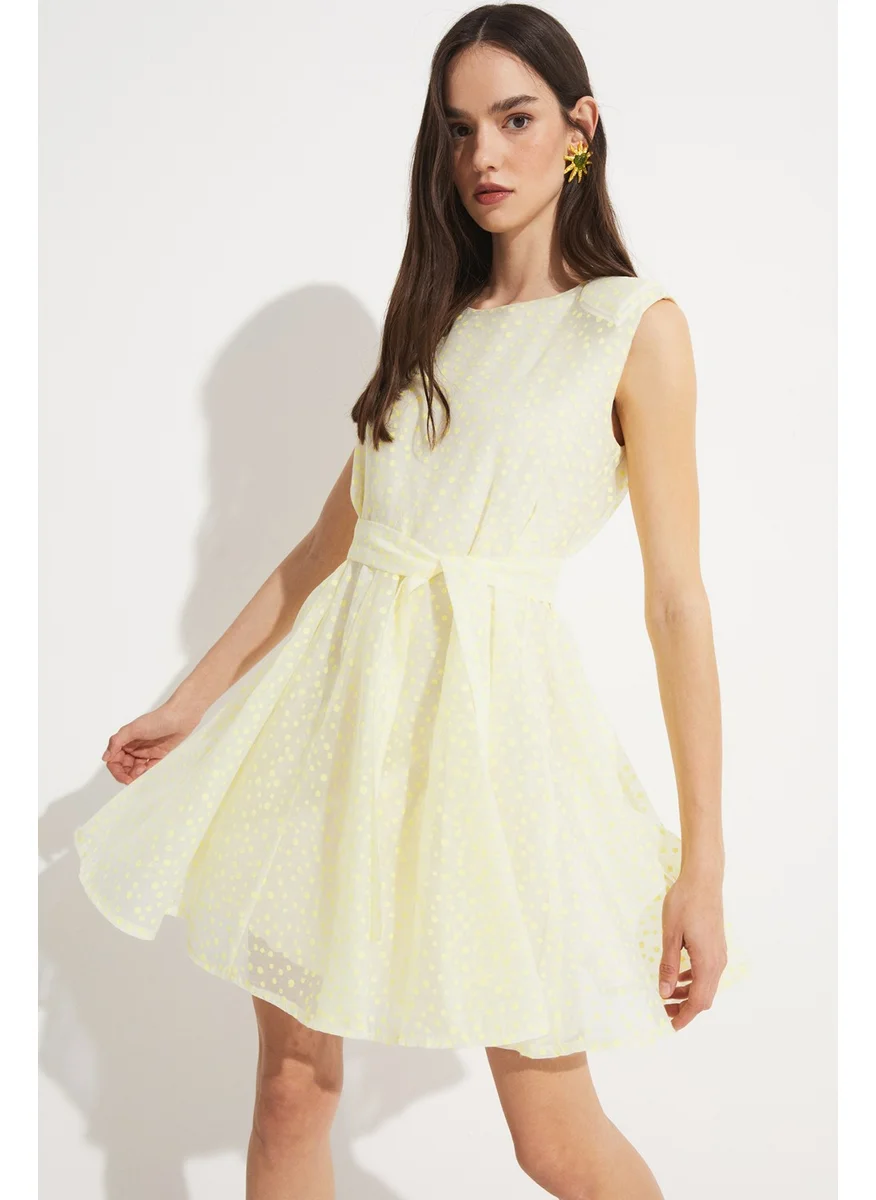 جون Women Skater Sleeveless Polka Dot Pattern Mini Dress