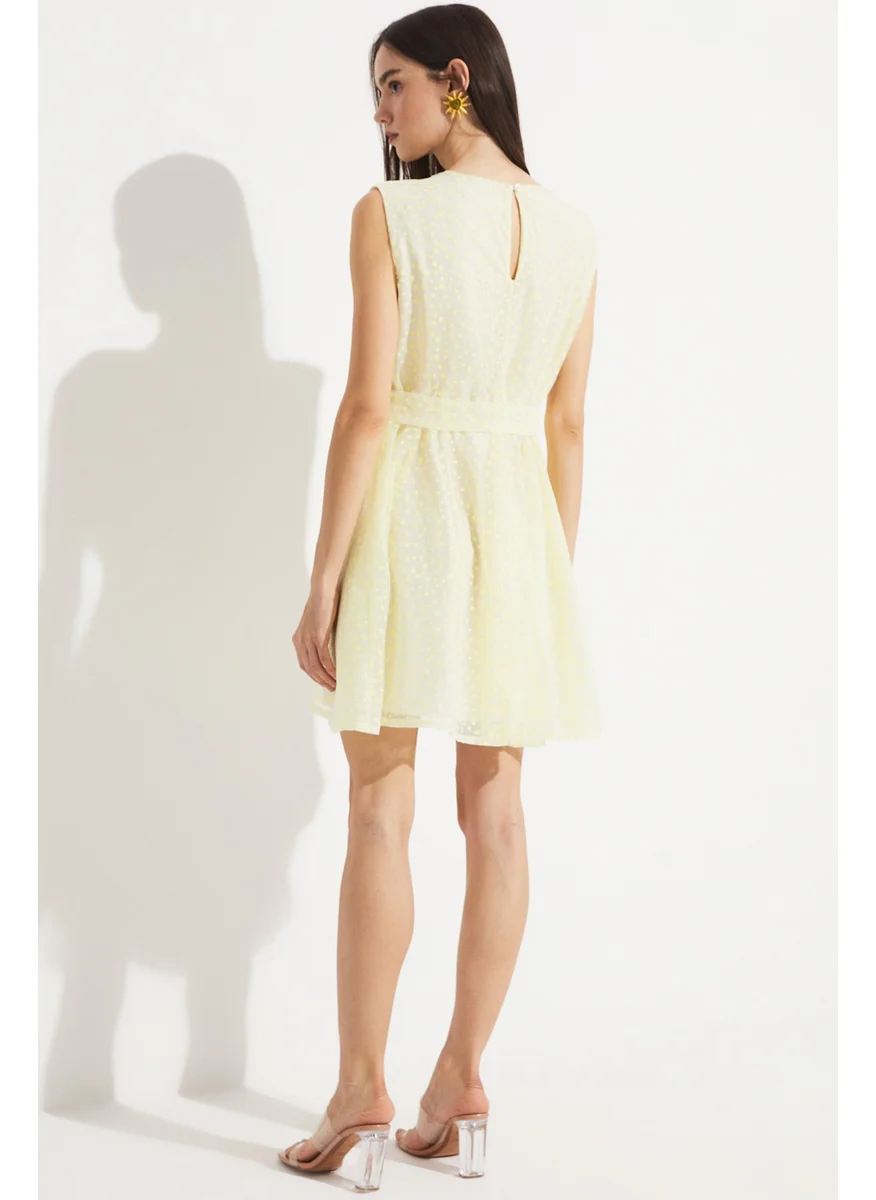 جون Women Skater Sleeveless Polka Dot Pattern Mini Dress