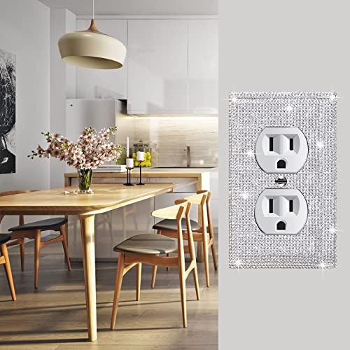 Gaocai 1 Pcs Shiny Silver Outlet Covers Wall Plate Cover Decorative Light Switch Cover Single Toggle Outlet Plate Rhinestones Outlet Cover Outlet Wall Plate - Image 3
