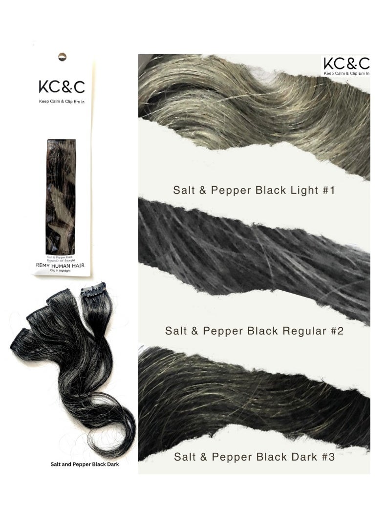 Keep Calm and Clip Em In Salt and Pepper Black Dark Hair Highlight  - Image 2