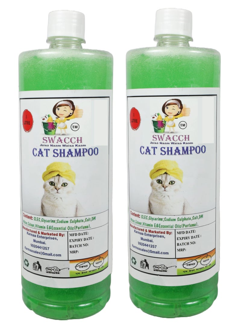 SWACCH Cat Shampoo (1 Litre) (Pack of 2) Neem Alovera - Image 1
