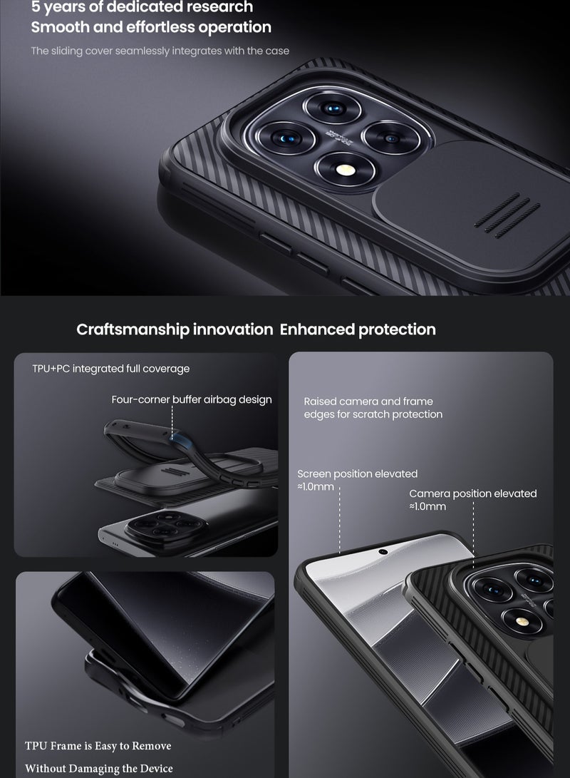 Nillkin For Xiaomi Redmi Note 14 Pro+ 5G Case, Camera Lens Protection Slide Cover, TPU+PC Shockproof Bumper Back Cover, Anti-Fingerprint Mobile Phone Case, 14 Pro+ Slim Fit Protective Casing - Image 2