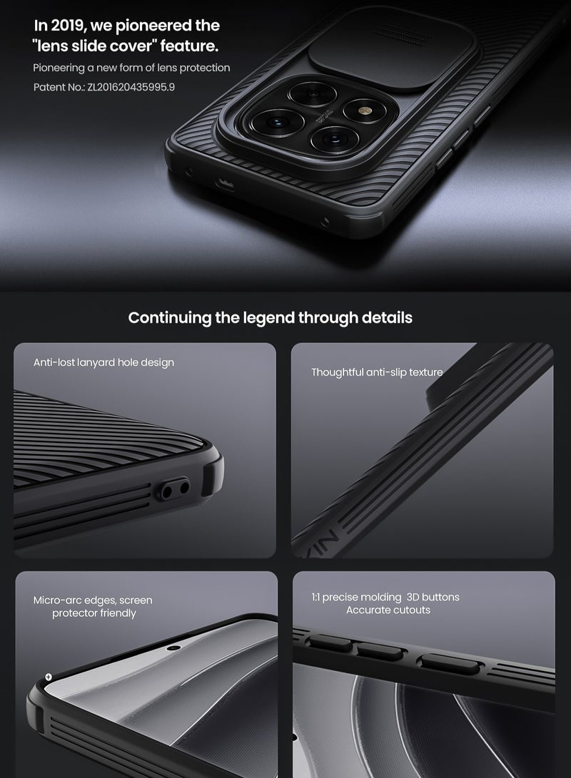 Nillkin For Xiaomi Redmi Note 14 Pro+ 5G Case, Camera Lens Protection Slide Cover, TPU+PC Shockproof Bumper Back Cover, Anti-Fingerprint Mobile Phone Case, 14 Pro+ Slim Fit Protective Casing - Image 3